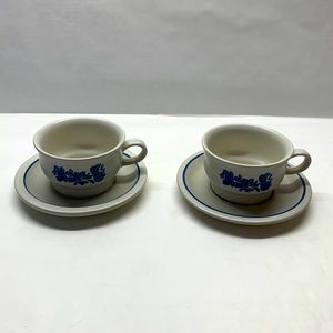 Pfaltzgraff Yorktowne 2 coffee cups and 2 saucers set stoneware